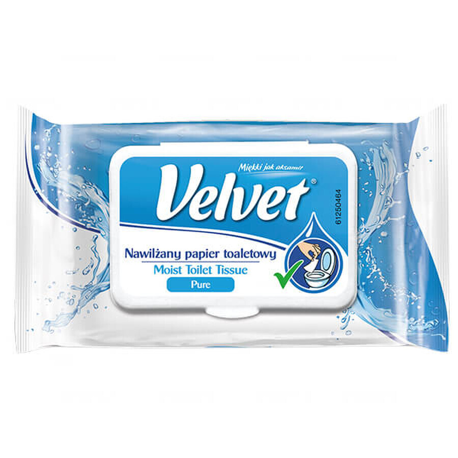 Velvet Pure toilet paper, moistened, with clip, 42 pieces