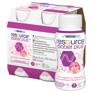 Resource Diabet Plus fresa, 4 x 200 ml, Nestlé
