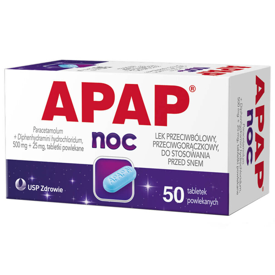 Apap Night 500 mg + 25 mg, 50 compresse rivestite con film