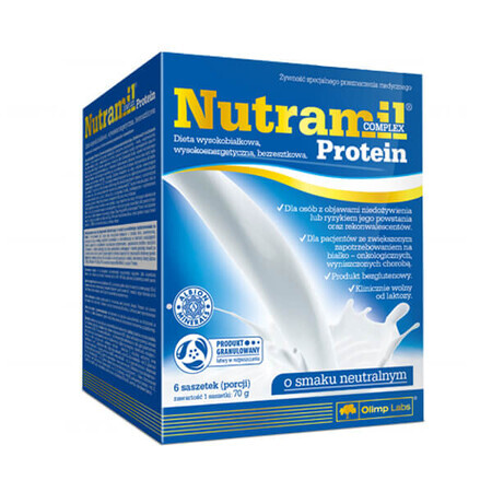 Olimp Nutramil Complex Proteïne, voedingspreparaat, neutrale smaak, 72 g x 6 zakjes