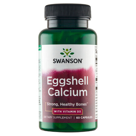 Swanson Eggshell Calcium con vitamina D3, calcio con vitamina D3, 60 capsule