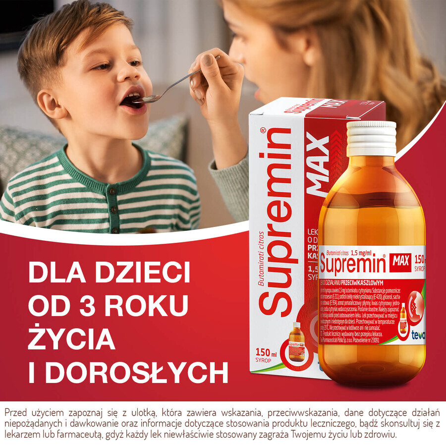 Supremin Max 1.5 mg/ml, syrup from the age of 3, 150 ml