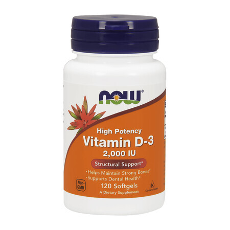 Now Foods, Vitamine D3 2000 IE, 120 capsules