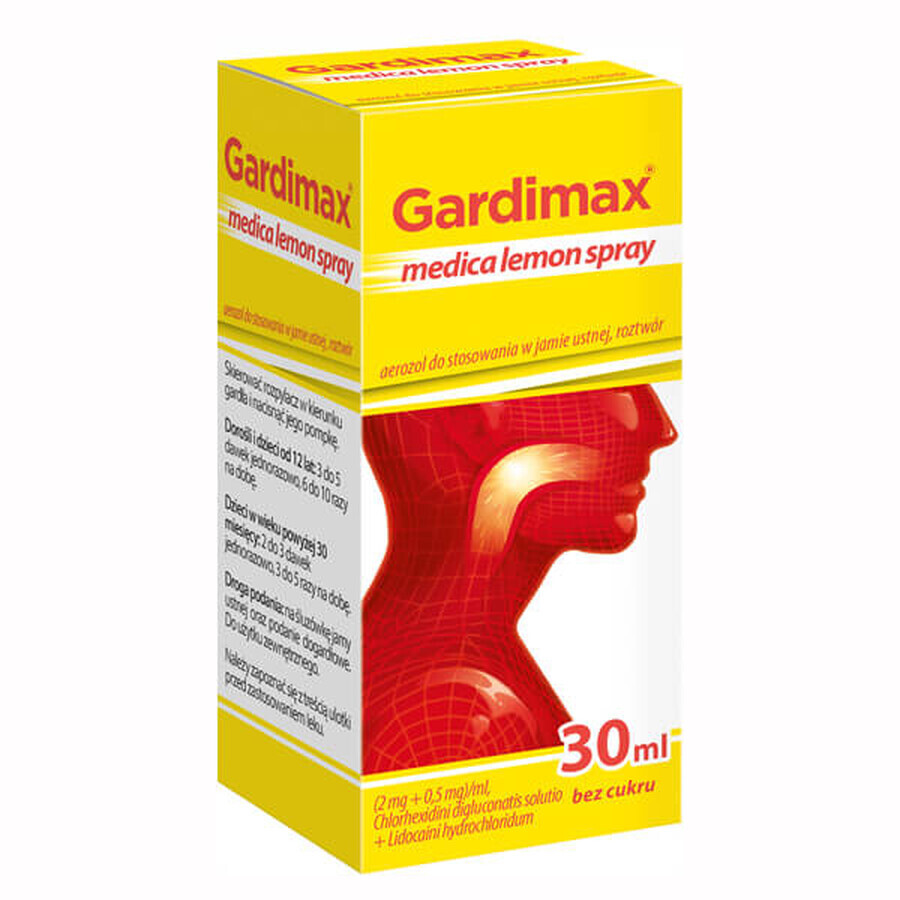 Gardimax Medica Lemon Spray (2 mg + 0,5 mg)/ml, spray oral, solution, 30 ml