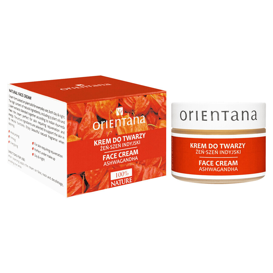 Orientana, gezichtscrème voor dag en nacht, ashwagandha en Indiase ginseng, 40 g