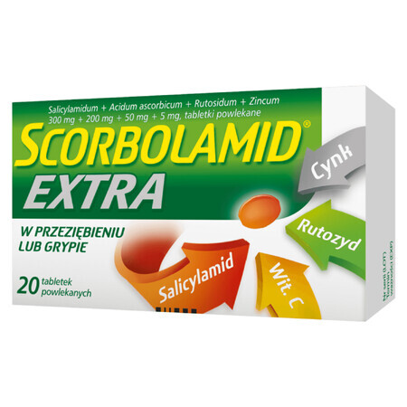 Scorbolamid Extra 300 mg + 200 mg +50 mg +5 mg, 20 comprimés