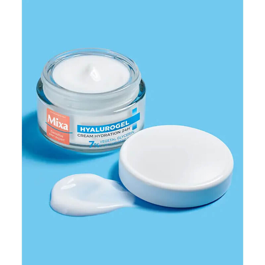 Mixa Hyalurogel, hydraterende gel-crème 24 uur, normale en droge huid, 50 ml