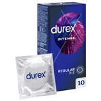 Durex Intense, condooms met stimulerende gel, geribbeld met bies, 10 stuks