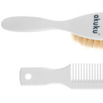 AKUKU natural hair brush and comb for children, white, A0307