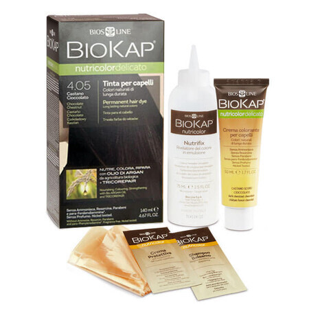 Biokap Nutricolor Delicato, vopsea de păr, 4.05 ciocolată castan, 140 ml