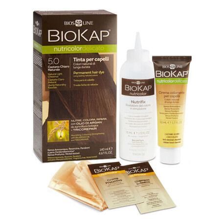 Biokap Nutricolor Delicato, culoare de păr, 5.0 castan natural deschis, 140 ml