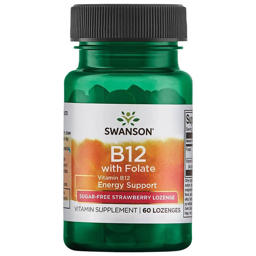 Swanson B-12 met foliumzuur, vitamine B12 en foliumzuur, 60 sublinguale tabletten