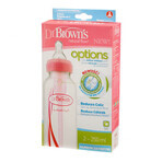 Dr Brown's, biberon, options standard avec tétine n° 1, rose, 2 x 250 ml