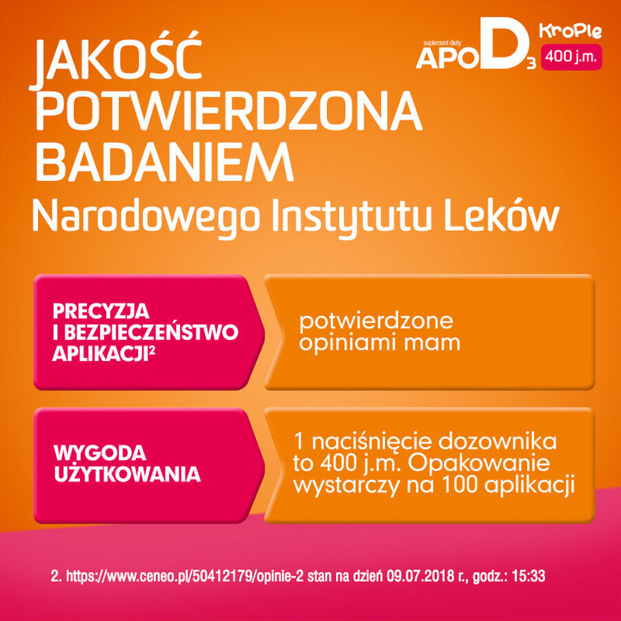 ApoD3 Drops, vitamin D3 400 IU for infants and children from the first day, 10 ml