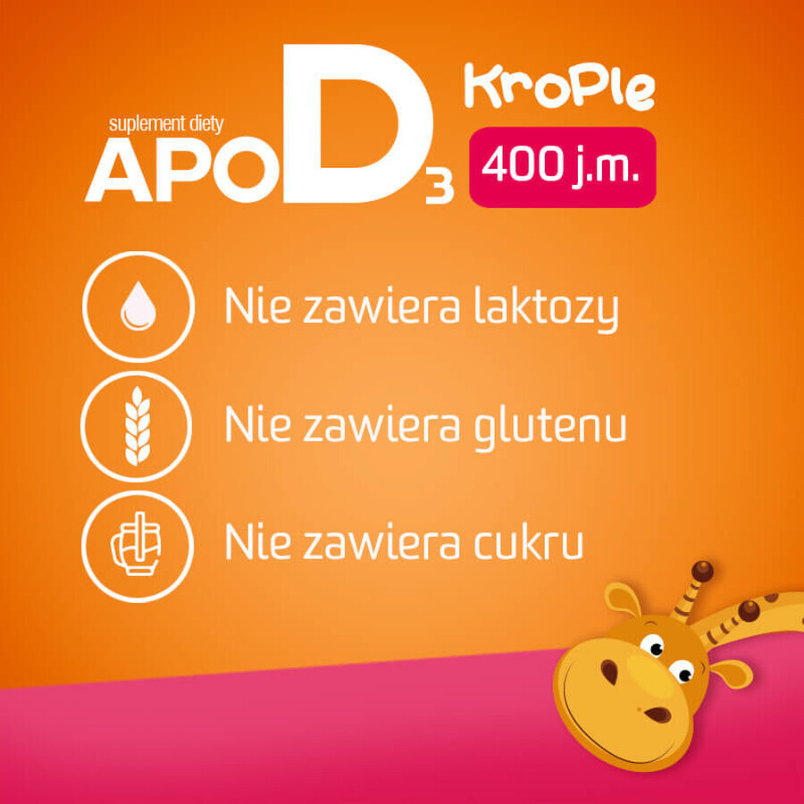 ApoD3 Drops, vitamin D3 400 IU for infants and children from the first day, 10 ml