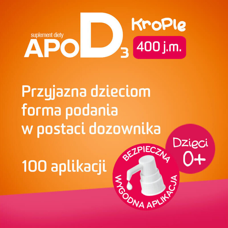 ApoD3 Drops, vitamin D3 400 IU for infants and children from the first day, 10 ml