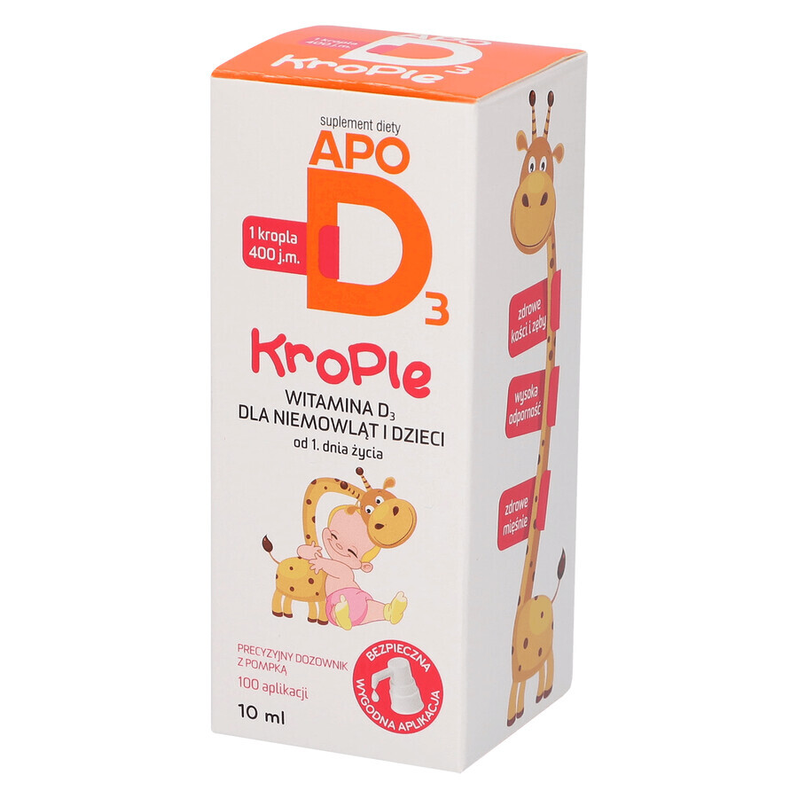 ApoD3 Drops, vitamin D3 400 IU for infants and children from the first day, 10 ml