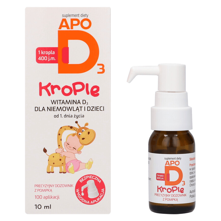 ApoD3 Drops, vitamin D3 400 IU for infants and children from the first day, 10 ml