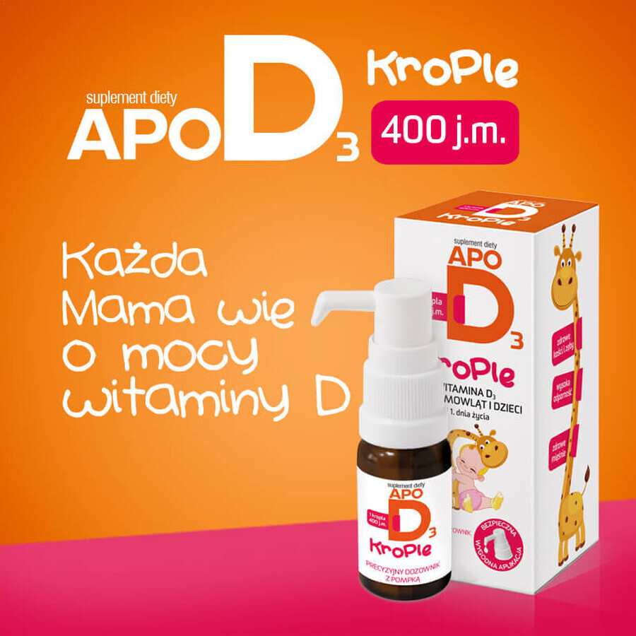 ApoD3 Drops, vitamin D3 400 IU for infants and children from the first day, 10 ml