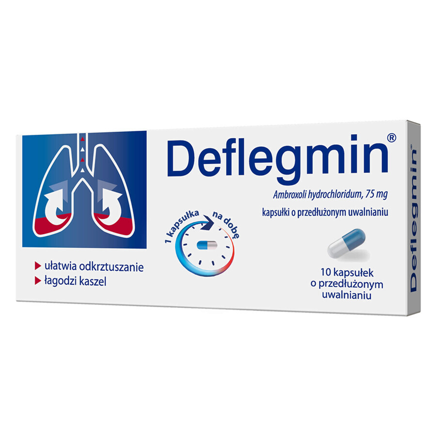 Deflegmin 75 mg, 10 gélules à libération prolongée