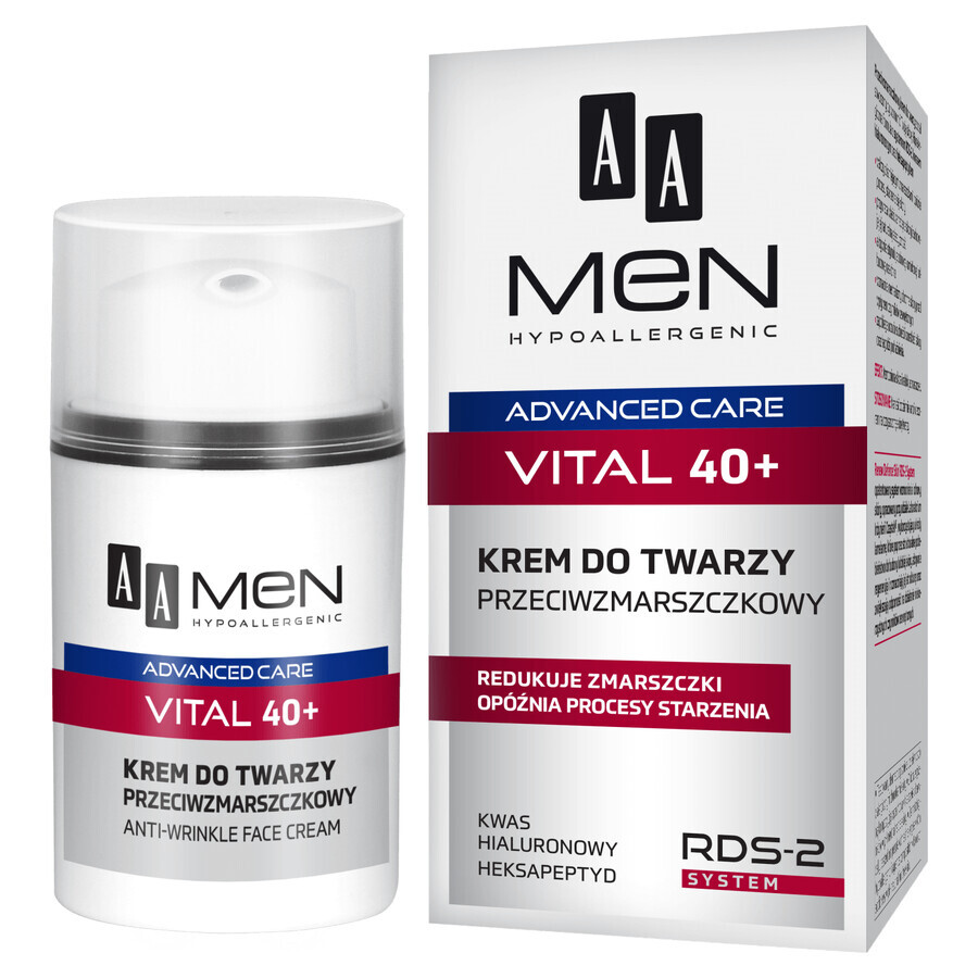 AA Men Advanced Care Vital 40+, antirimpel gezichtscrème, 50 ml