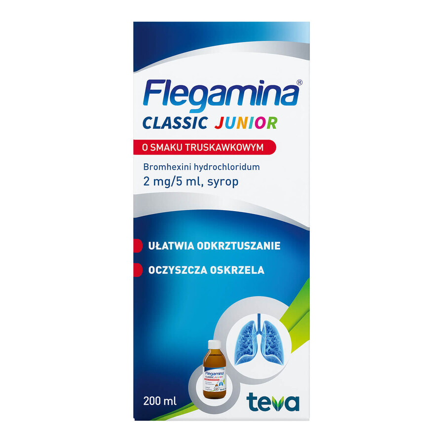 Flegamina Junior 2 mg/ 5 ml, arôme fraise, sirop, 200 ml