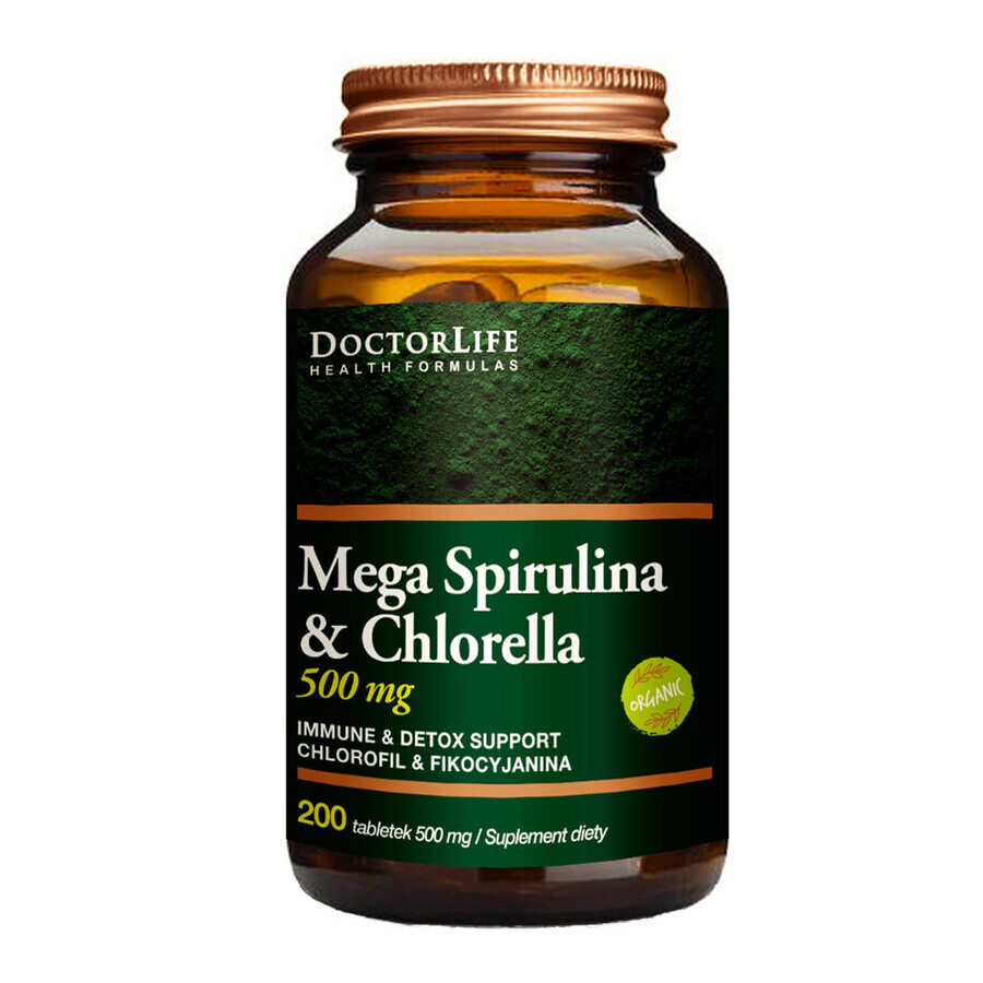 Doctor Life Mega Espirulina y Clorella, 200 tabletas