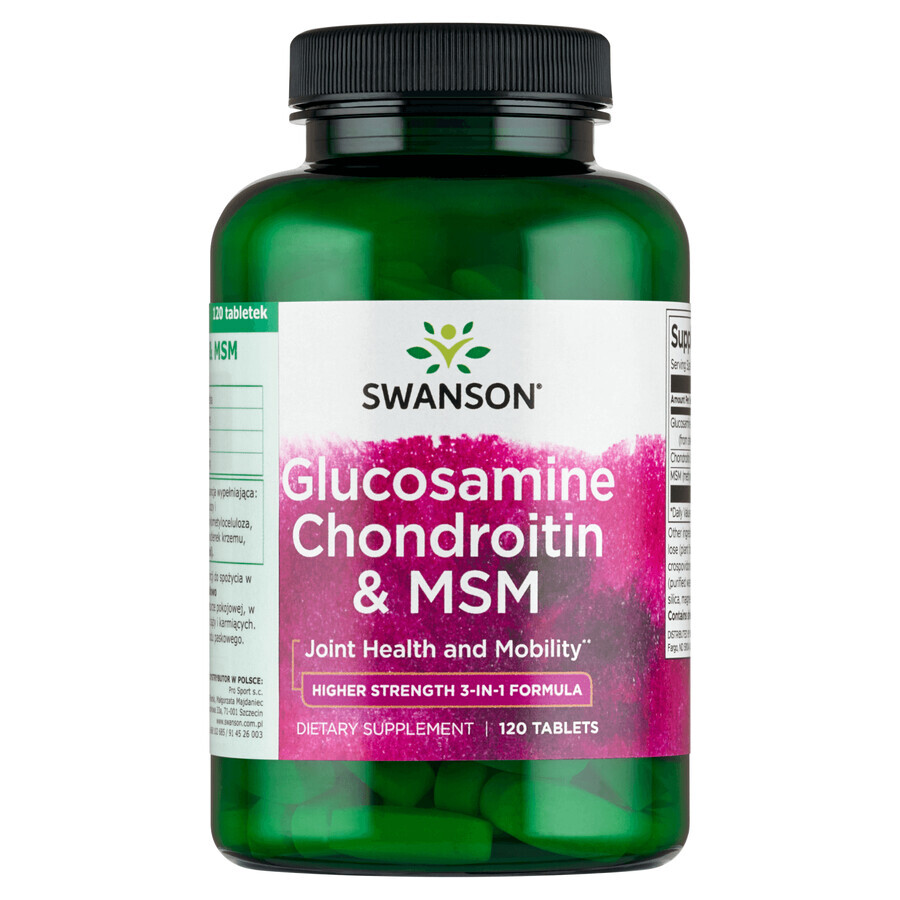 Swanson Glucosamina, Condroitina e MSM più forte, Glucosamina, Condroitina e MSM, 120 compresse