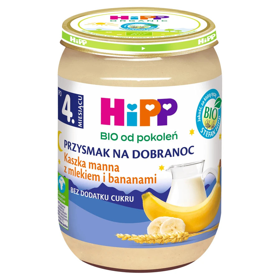 HiPP tussendoortje voor het slapen gaan Pap met melk en banaan Bio, zonder toegevoegde suiker, na 4 maanden, 190 g