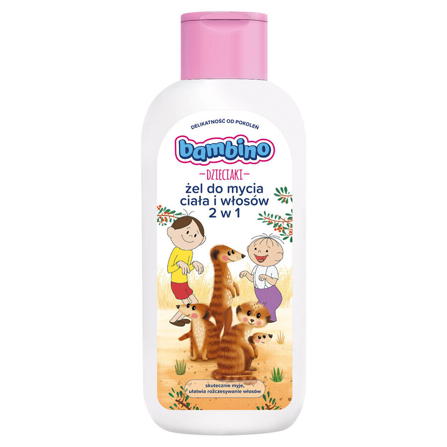 Bambino Kids, 2-in-1 wasgel voor lichaam en haar, Bolek i Lolek i surykatki, vanaf 1 jaar, 400 ml