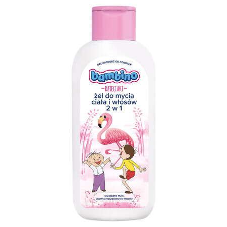 Bambino Kids, washing gel for body and hair 2 in 1, Bolek i Lolek i flamingo, from 1 year, 400 ml