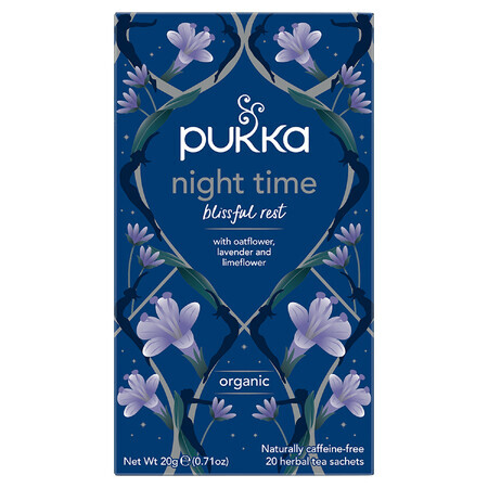 Pukka Night Time Organic, tisane à l'avoine, à la lavande et au citron vert, 1 g x 20 sachets