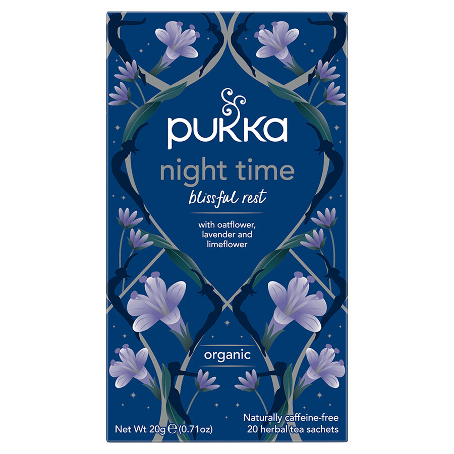 Pukka Night Time Organic, kruidenthee met havermout, lavendel en limoen, 1 g x 20 builtjes