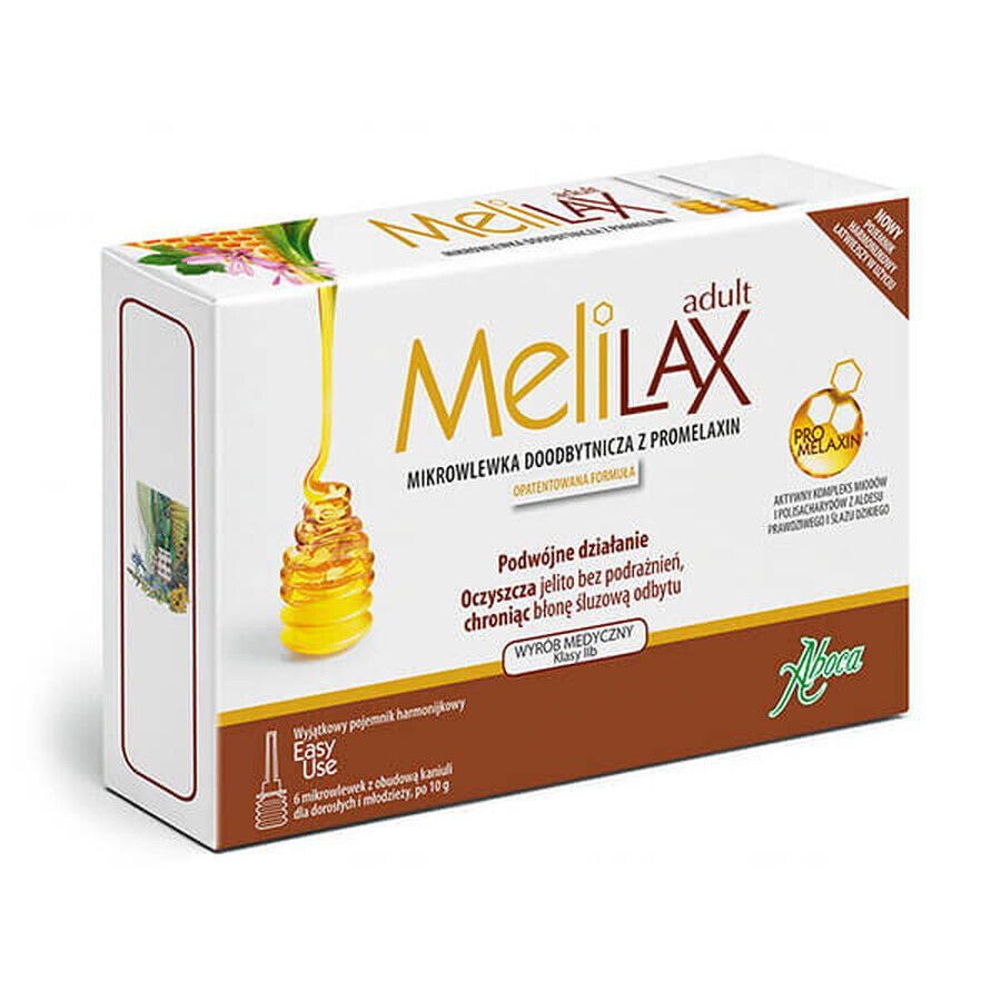 Melilax Adult, rectale micro-infusie met promelaxine voor volwassenen en adolescenten, 10 g x 6 micro-infusies