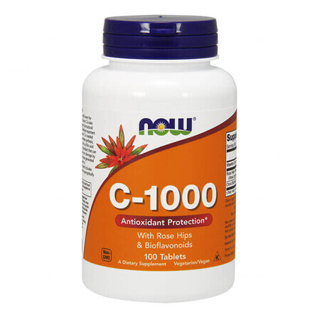 Now Foods C-1000, vitamine C + rozenbottel + bioflavonoïden, 100 tabletten