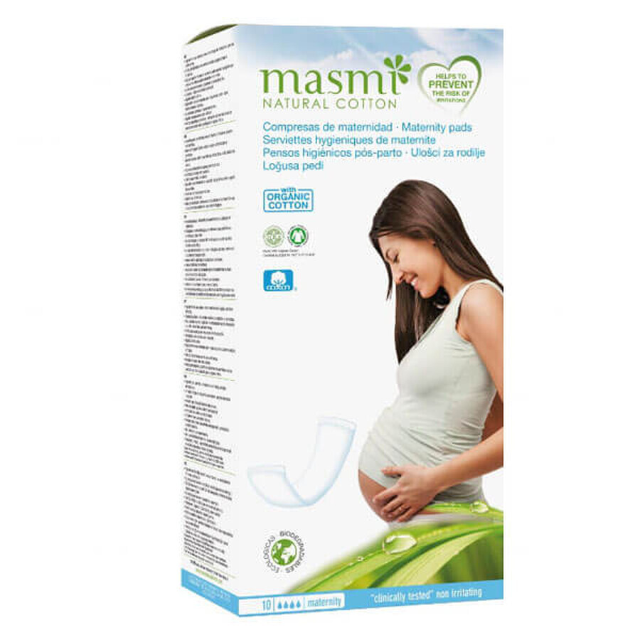 Masmi Natural Cotton, postnatale wattenschijfjes van biologisch katoen,10 stuks