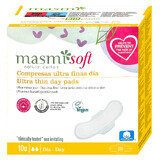 Masmi Natural Cotton Soft, Damenbinden aus Bio-Baumwolle, mit Flügeln, tagsüber, hauchdünn, 10 Stück