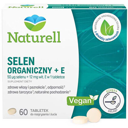 Naturell Organisch Selenium + E, 60 kauwtabletten