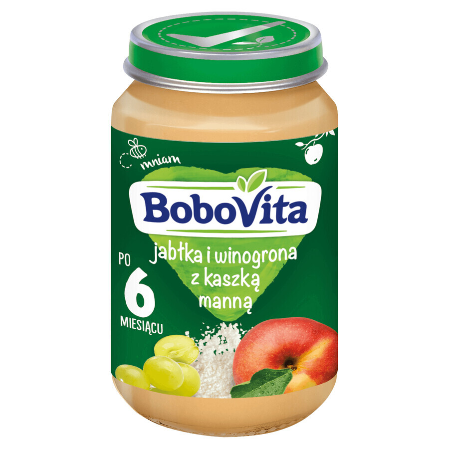 Postre BoboVita, manzanas y uvas con sémola, después de 6 meses, 190 g