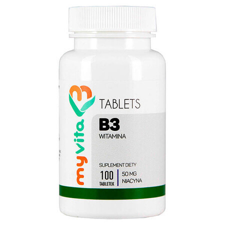 MyVita Vitamin B3, niacin 50 mg, 100 tablets