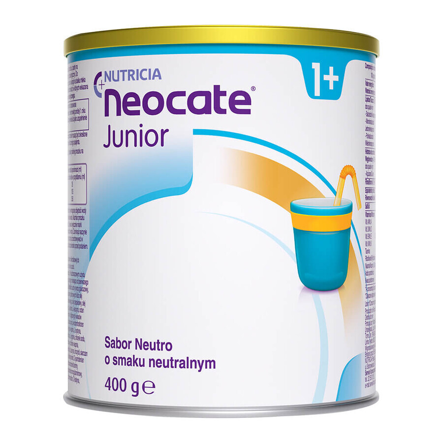 Neocate Junior, para niños con alergia a las proteínas de la leche de vaca e intolerancia compleja, a partir de 1 año, sabor neutro, 400 g