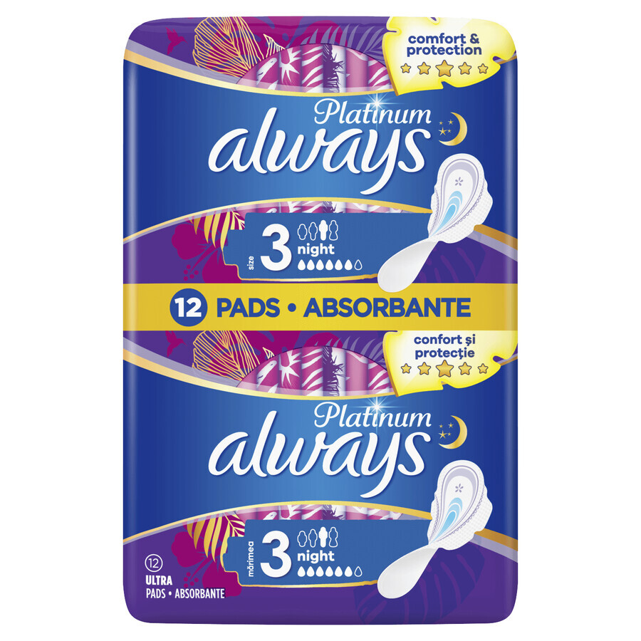 Always Platinum, sanitary towels, Ultra Night, 12 pcs