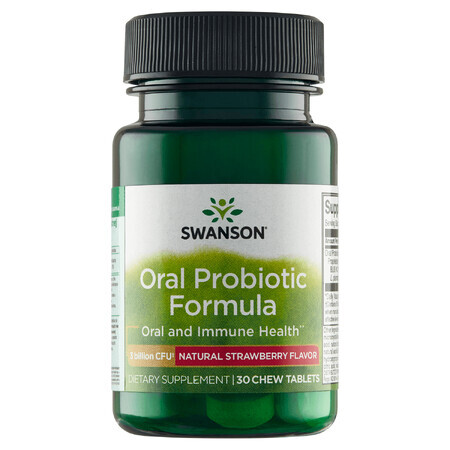 Swanson Oral Probiotic Formula, aardbeiensmaak, 30 zuigtabletten