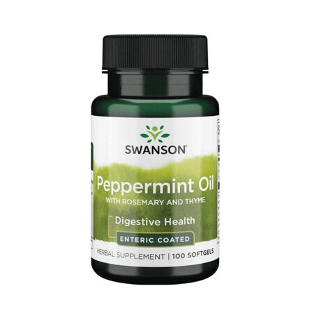 Swanson Peppermint Oil cu rozmarin și cimbru, 100 capsule gel