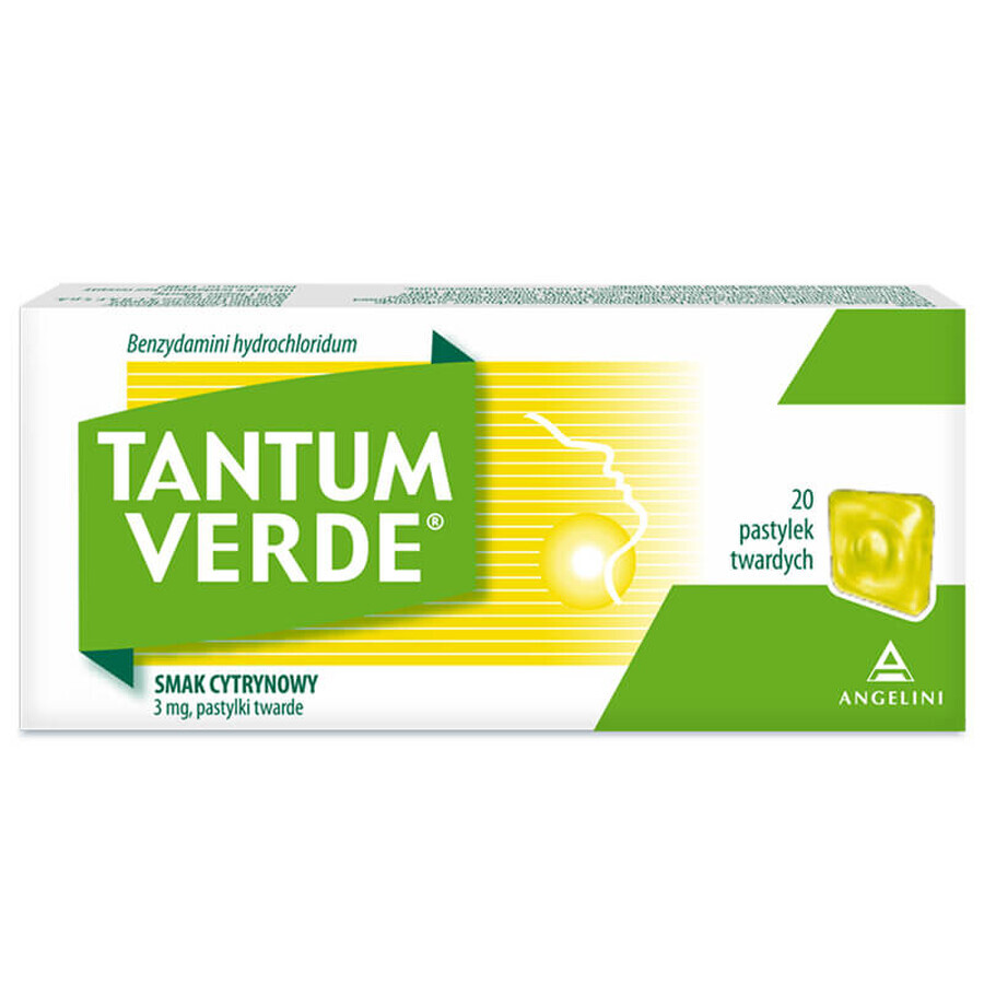 Tantum Verde 3 mg, lemon flavor, 20 hard tablets