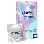 Durex Invisible, prezervative extra umezite, super subțiri, 10 bucăți