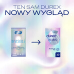 Durex Invisible, prezervative extra umezite, super subțiri, 10 bucăți