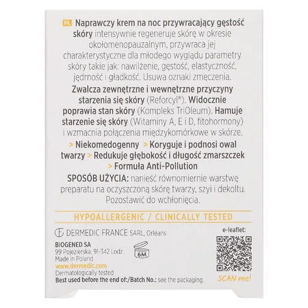 Dermedic Oilage, cremă de noapte reparatoare pentru restabilirea densității pielii, 50 g