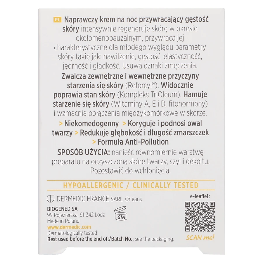Dermedic Oilage, cremă de noapte reparatoare pentru restabilirea densității pielii, 50 g