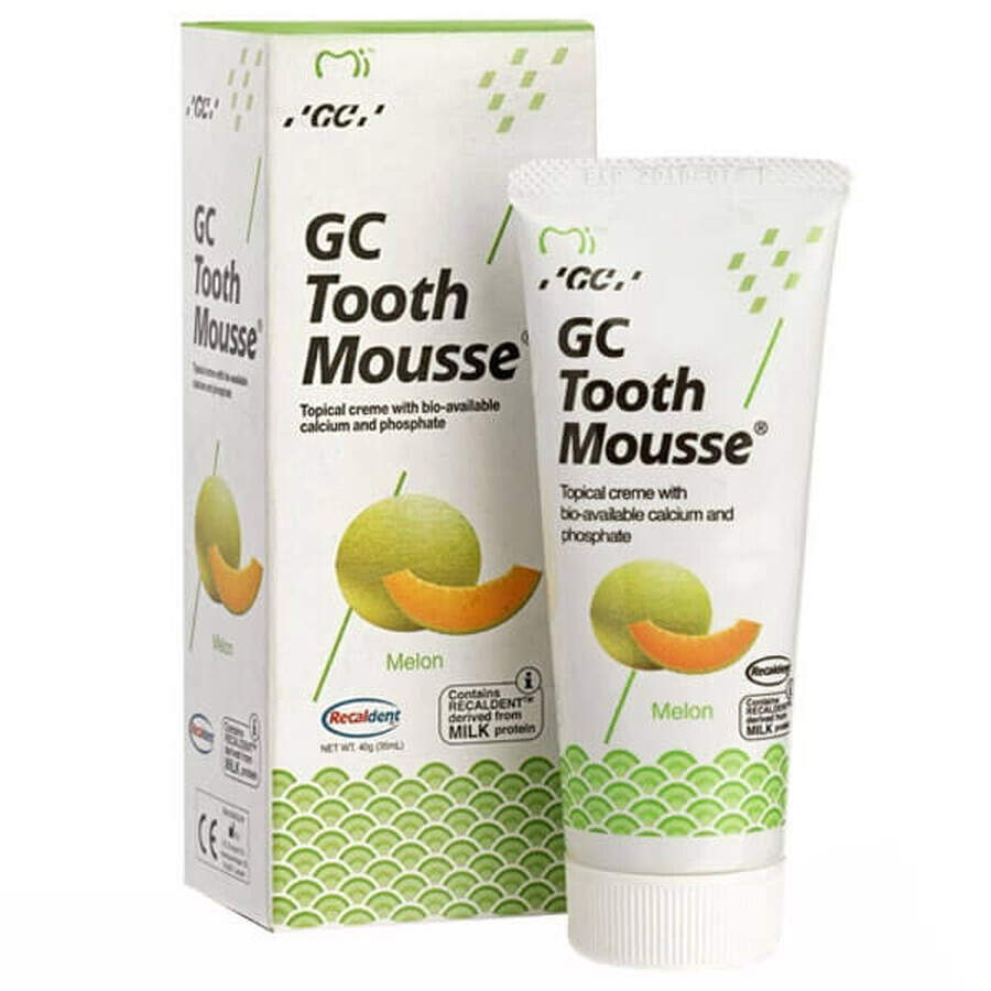 GC Tandmousse, lokale pasta, meloensmaak, fluoridevrij, 35 ml